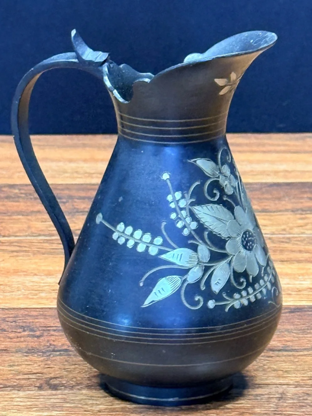 5” Pitcher/Vase with Etched Flowers
